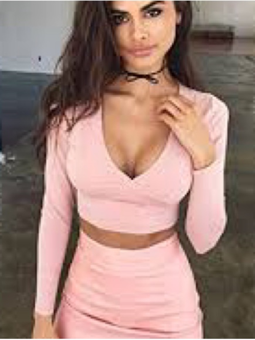WOW couture Dusty Pink Two-Piece Pencil Skirt Set